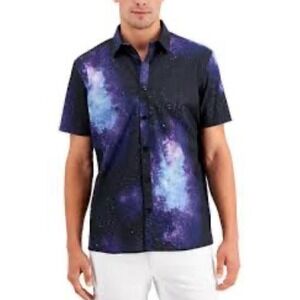 Mens NWT INC International Concept Space Galaxy Print Button Down Shirt